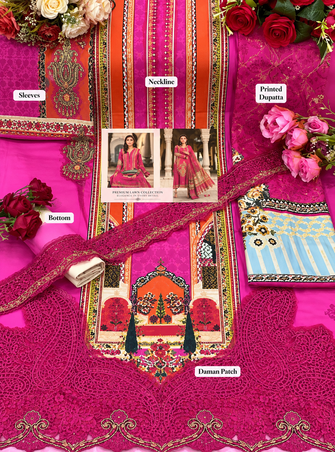 Elegant Printed Pakistani Suit Set with Dupatta | Festive & Casual Wear
