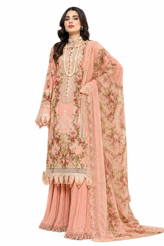 Beautiful Pakistani Printed Dress Material lawn cotton with chiffon Dupatta and Women’s Ethnic Wear